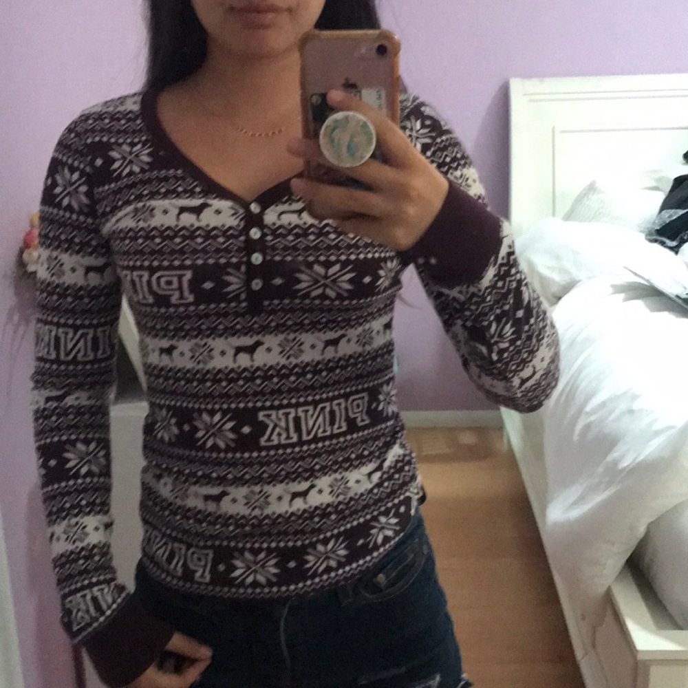 Victoria’s Secret pink thermal pj top